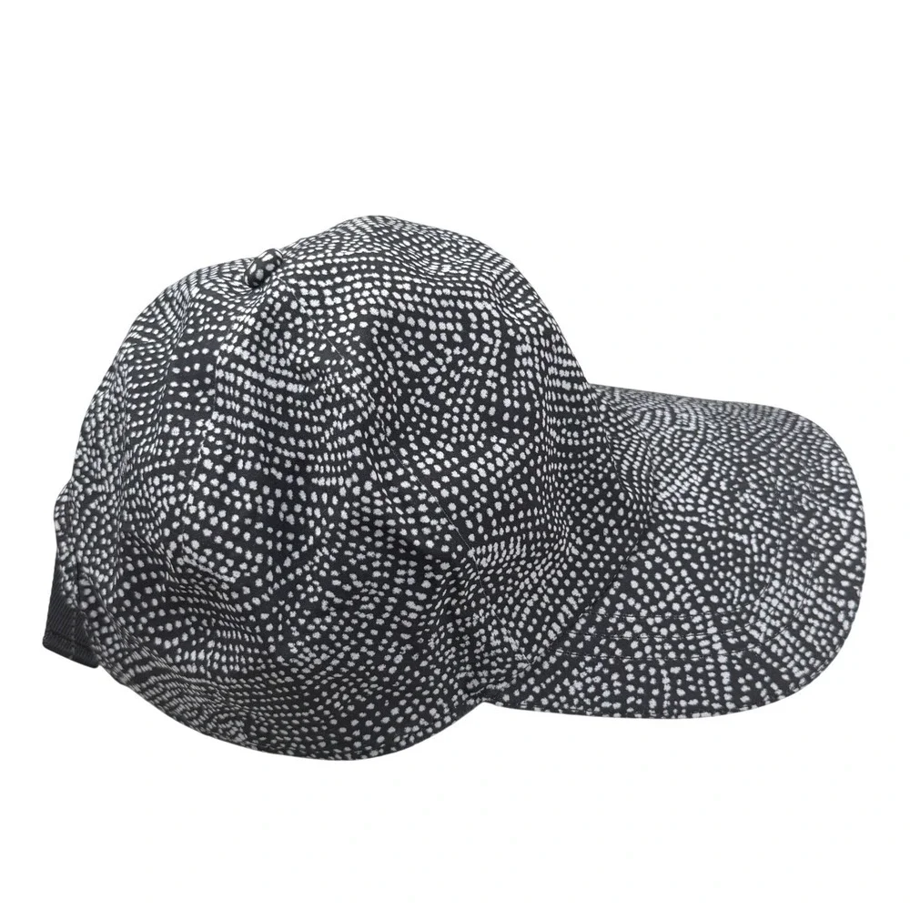 Lululemon Fast and Free Run Hat Black White Polka Dot OS Reflective Adjustable